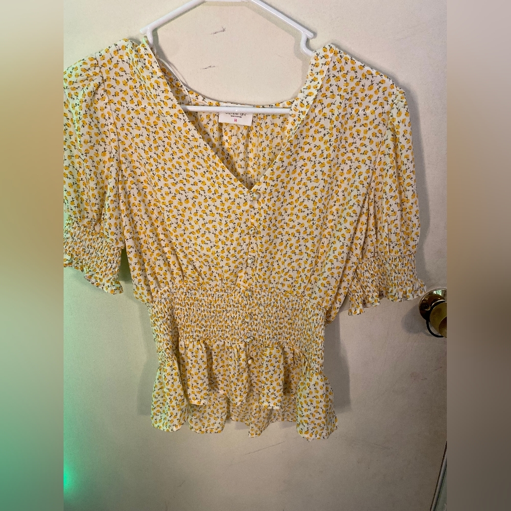 Sienna Sky yellow flower shirt